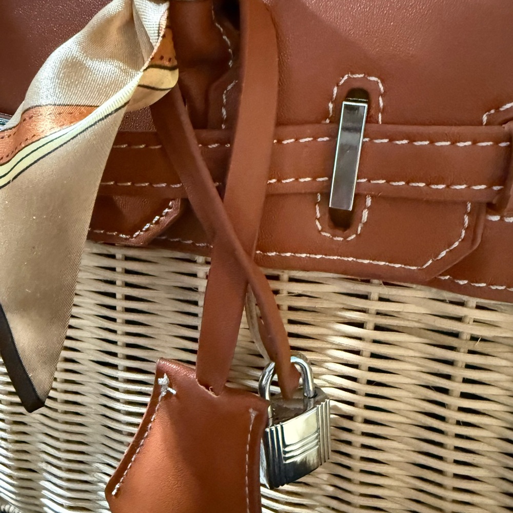Elegant Brown and Tan Basket Bag